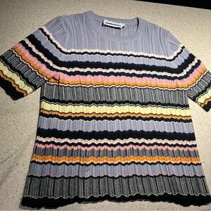 Multicolor Striped Crew Neck Sweater
